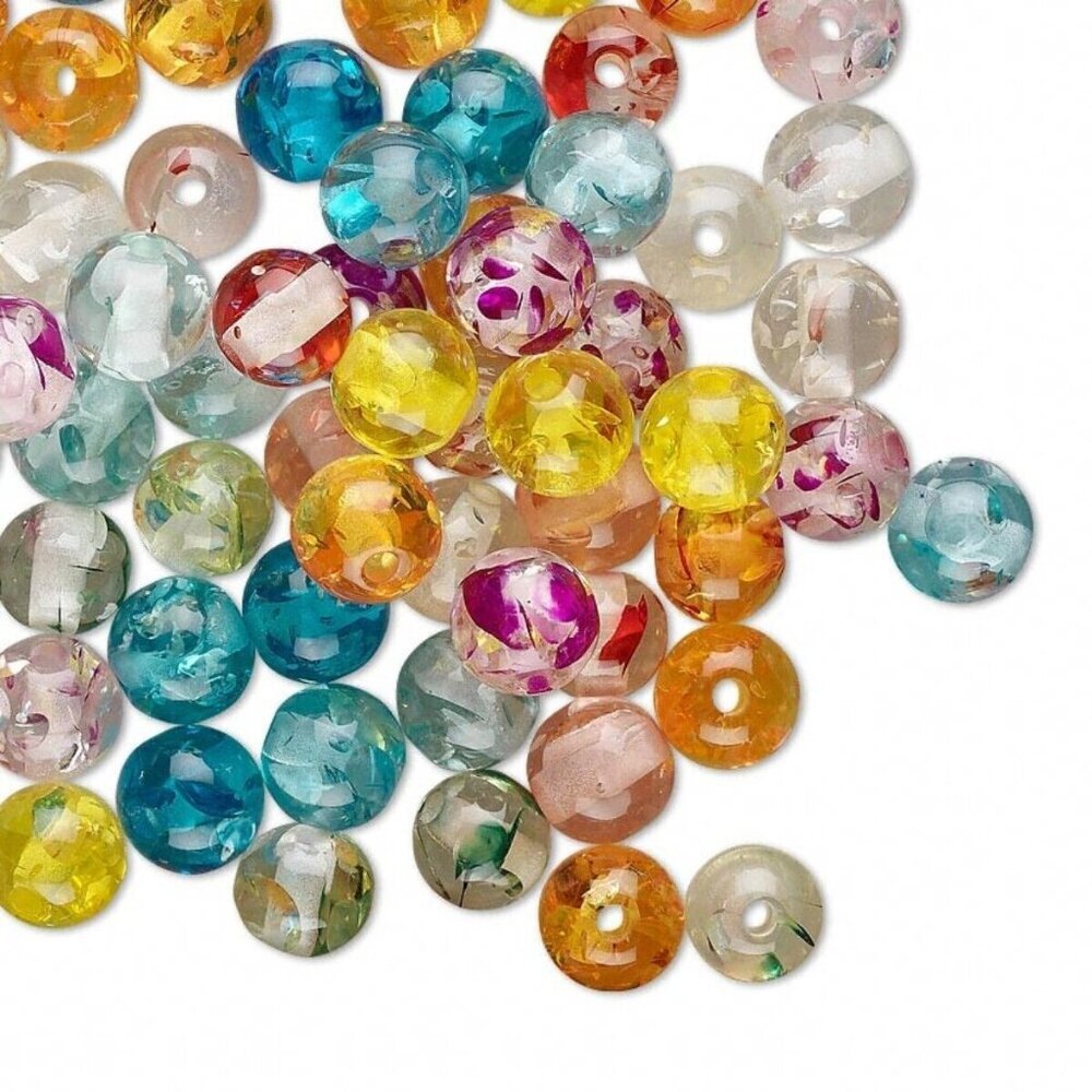 Vintage Lucite Resin Acrylic Mixed Color Faux Amber 10mm Beads 20 pcs